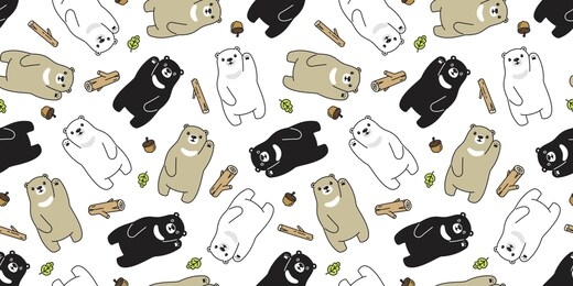 bear seamless pattern vector polar acorn illustration