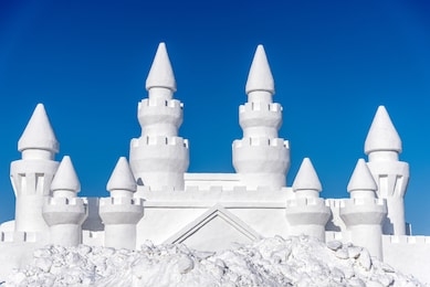beautiful winter snow ice castle in harbin china