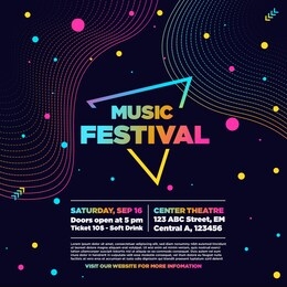 electronic music covers for summer night party or club party flyer. colorful waves gradient background. template for dj poster, web banner, pop-up.
