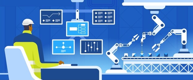 assembling line administrator vector illustration
