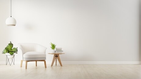the interior has a armchair on empty white wall background,3d rendering
