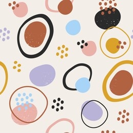hand drawn various round and elipse shapes and dots. doodle objects. abstract contemporary modern trendy vector illustration. seamless pattern. pastel colors. perfect for textile prints