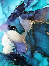 luxury abstract fluid art painting background alcohol ink technique black blue and gold