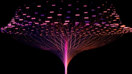 conceptual futuristic look at information technology of internet of things iot big data cloud computing using artificial intelligence ai - 3d rendering