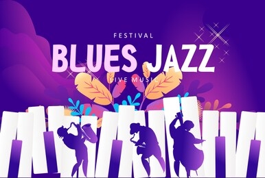 vector jazz music festival banner, presentation party invitation template. advertising line for website. vector illustration