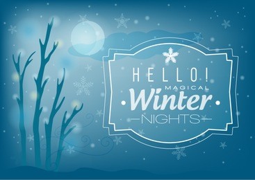 hello magical winter nights- vector background