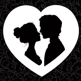 black and white silhouettes of loving couple
