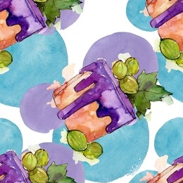 tasty ice cream cone sweet dessert. watercolor background illustration set. watercolour drawing fashion aquarelle isolated. seamless background pattern. fabric wallpaper print texture.