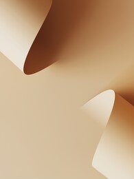 cosmetic background for product presentation. beige color paper roll background. 3d rendering illustration.