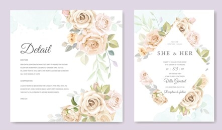 wedding invitation card with roses template