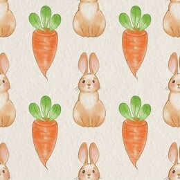 seamless pattern of rabbit and carrot. cute cartoon background