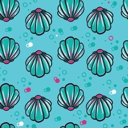 vector seamless pattern with hand drawn scallop shells. beautiful marine design elements, perfect for prints and patterns.