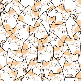seamless pattern kawaii cute cats, cartoon animals background, vector illustration