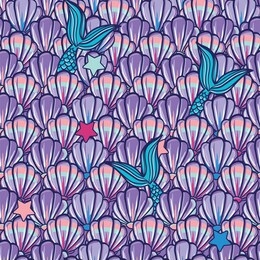 vector seamless pattern with hand drawn scallop shells and mermaid's tail. beautiful marine design elements, perfect for prints and patterns.