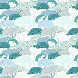 winter forest . seamless vector pattern with trees in the snow, a beautiful snowy garden on a poor background