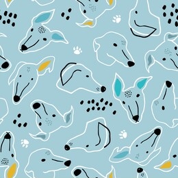 seamless pattern with hand drawn greyhound head. creative texture in scandinavian style. great for fabric, textile vector illustration