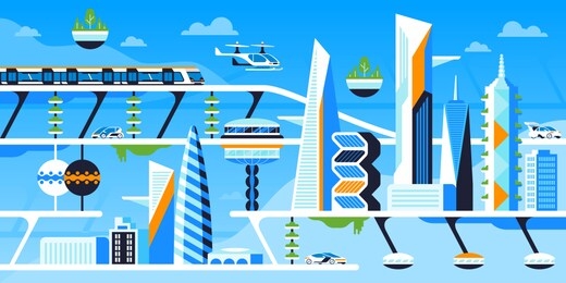 eco friendly city flat vector illustration