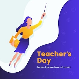 super teacher flying vector illustration for happy teacher's day background poster concept with modern flat style graphic design