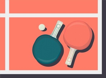 ping pong racket with ball. table tennis equipment vector illustration.
