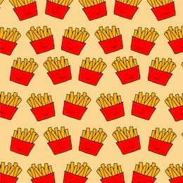 french fries vektor catoon pattern