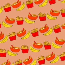 french fries vektor catoon pattern