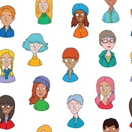 seamless pattern with cartoon avatars