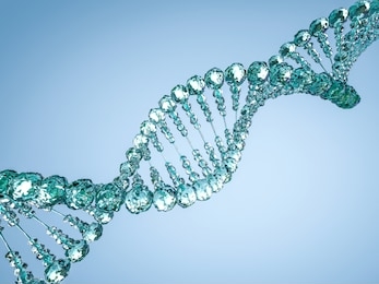 dna chain. abstract scientific background. beautiful illustraion. biotechnology, biochemistry, genetics and medicine concept. 3d rendering