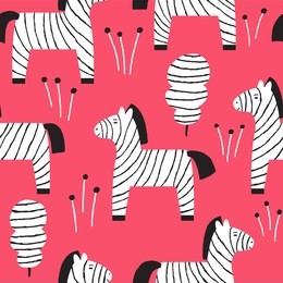 vector seamless pattern with cute zebras