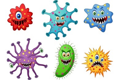 set of cartoon germ and virus. vector illustration