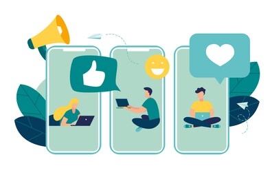 vector illustration, communication phone, people and social networks.