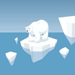 vector flat isometric global warming illustration. melting iceberg and white bear. effect of global warming in nature. conceptual image of melting glacier with polar bear in deep blue water
