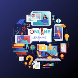online learning web banner flat vector template. electronic library, books e reading illustration. internet video tutorials, distant classes and lessons, remote education poster design