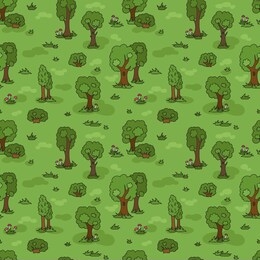 forest seamless design, trees endless landscape illustration