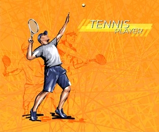 tennis player, abstract geometric vector illustration sport tennis