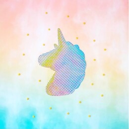 unicorn holography paper over rainbow color background