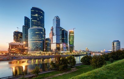 moscow-city (moscow international business center) at night, russia
