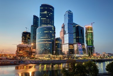 moscow-city (moscow international business center) at night, russia