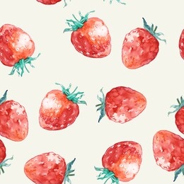 seamless pattern with watercolor strawberries
