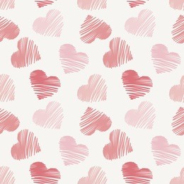 hand drawn doodle seamless pattern of hearts