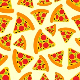 pizza cartoon pattern seamless. fast food background. vector texture