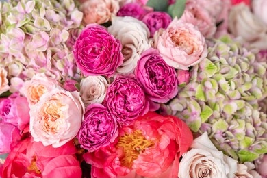 close-up large beautiful bouquet of mixed flowers. flower background and wallpaper. floral shop concept . beautiful fresh cut bouquet. flowers delivery