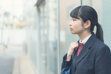 portrait of an asian school girl.