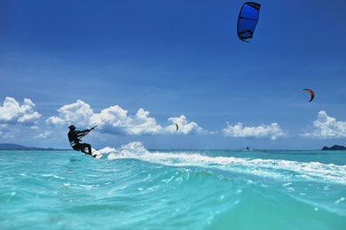 kite surfing in the sea
