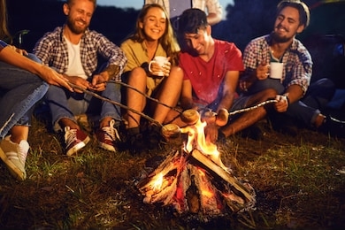campfire travel picnic camping trip concept.
