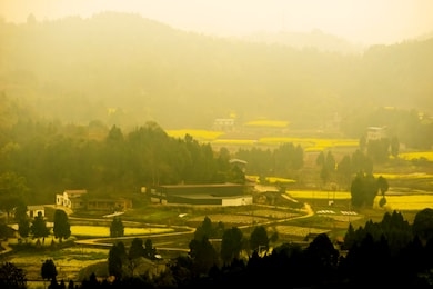 mountain village in the morning, mianyang city,sichuang,china.