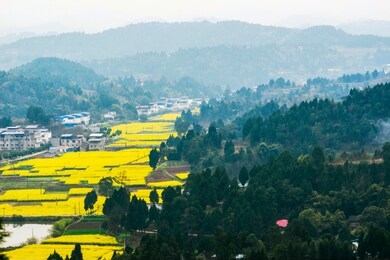 mountain village in the morning, mianyang city,sichuang,china.