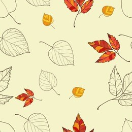 vector seamless background with autumn leaves