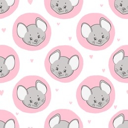 cute mouse pattern. vector cartoon seamless background with mice for kids.