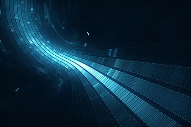 3d abstract science fiction futuristic background - space travel - teleport