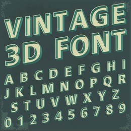 3d retro type font, vintage typography with grunge background, vector illustration. 